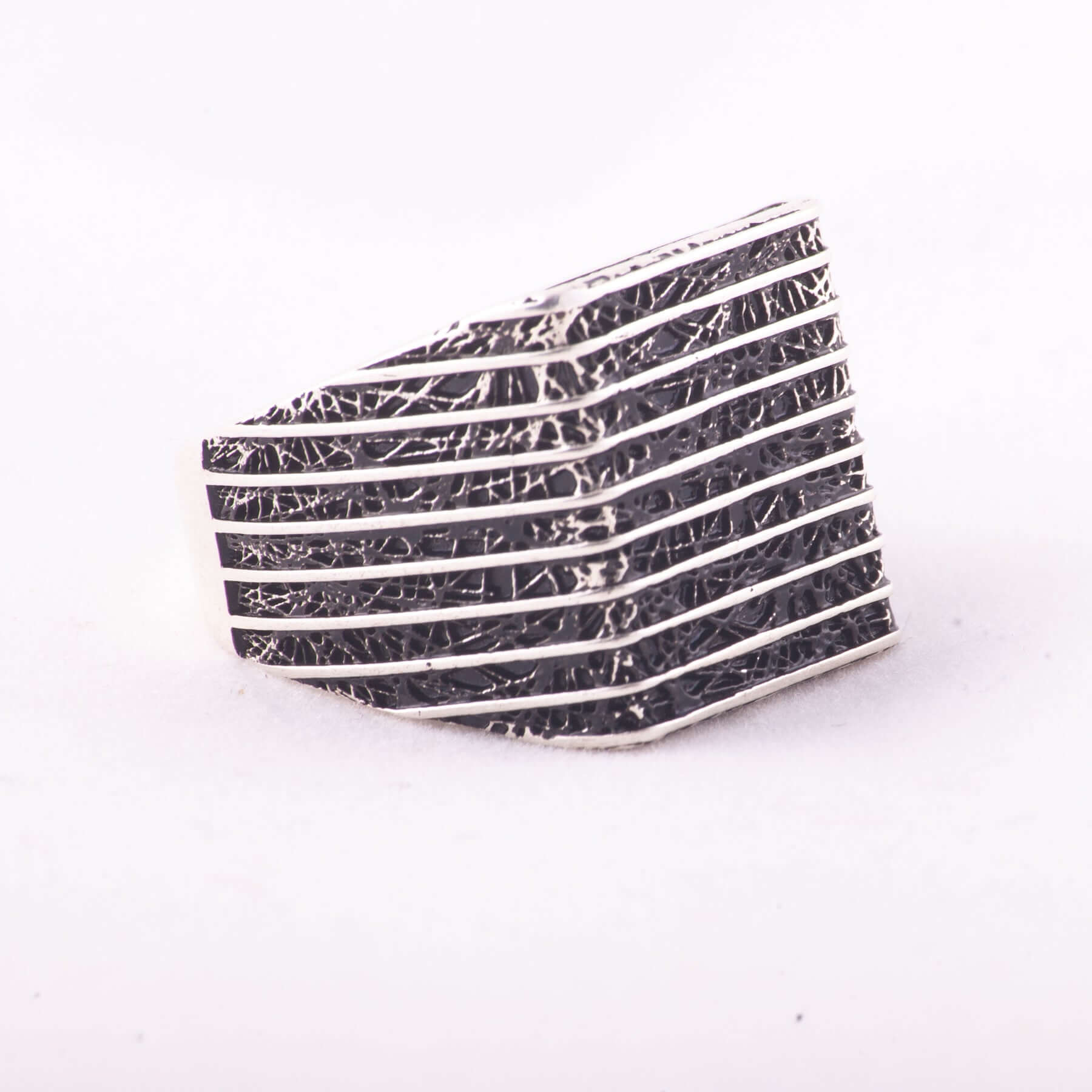 TMN I Siyah Hatlı El Yapımı Gümüş Yüzük Modeli I Taşsız İşleme Model - Tesbih Mit Namen