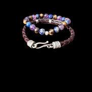 Merano - Handgefertigtes Armband-Set aus Leder + 925er Echt Silber und Edelsteinen