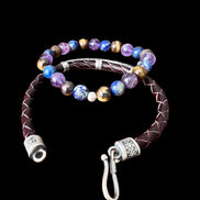 Merano - Handgefertigtes Armband-Set aus Leder + 925er Echt Silber und Edelsteinen