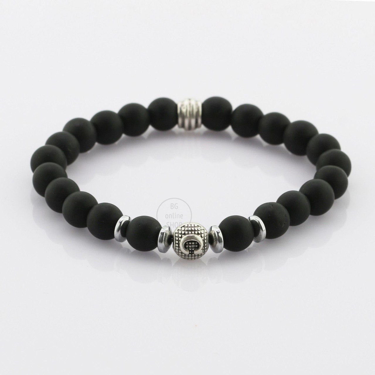 Ayyildiz Tesbih + hediye bileklik I Onyx 33 Perlen 8mm I Halbmond- und Sternenkonzept I Versand erfolgt mit Tesbihbox