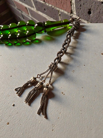 Orman Yeşili Özel Koleksiyon Tesbih - Ateş kehribar