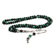 99 Habbeli Namaz Tesbihi, Malakit & LAV Doğal Taşlı, Harfli Püskül, İlave İsim Seçenekli