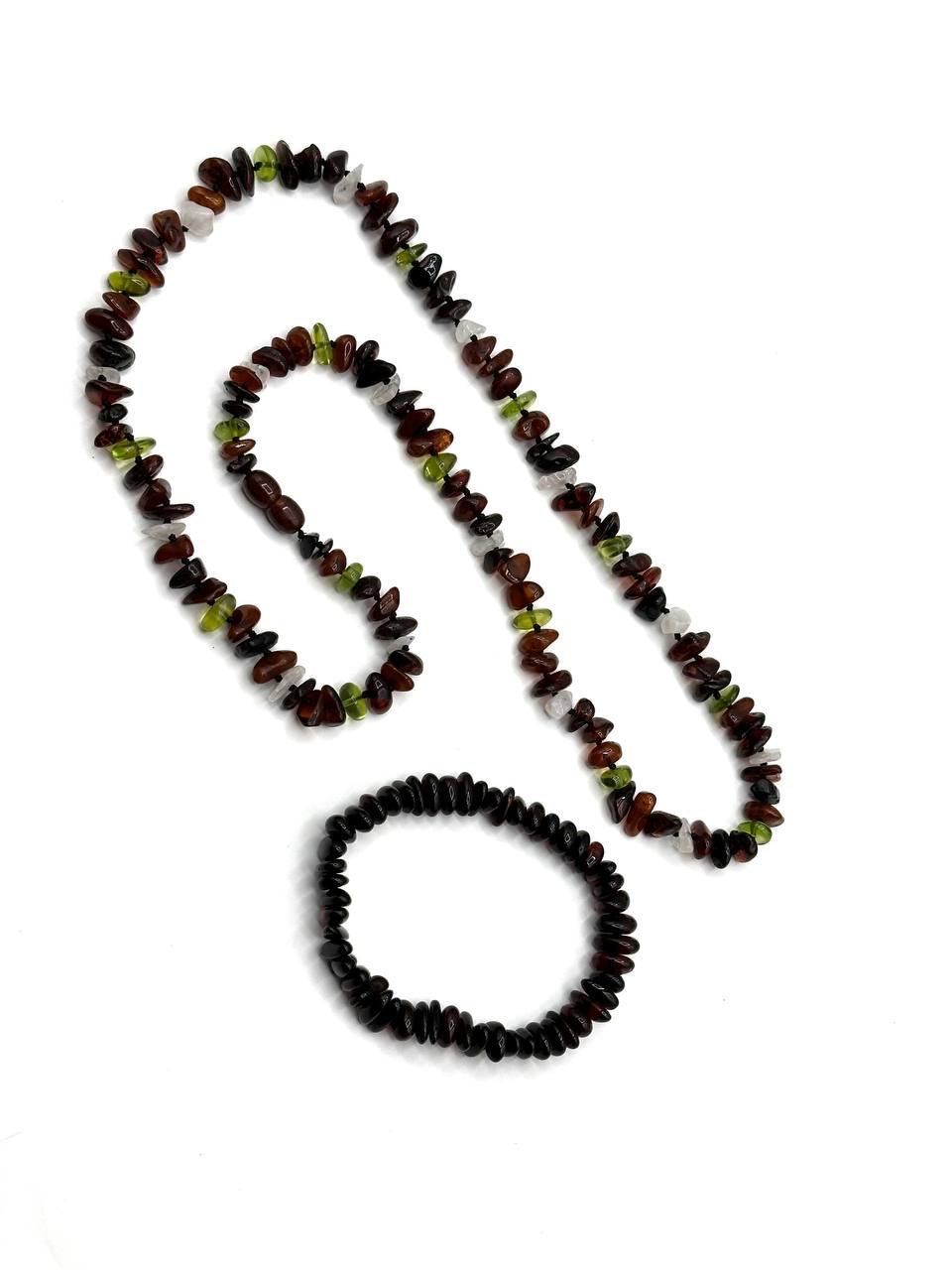 Tropfen-Bernstein-Set, Halskette & Armband, 100 % zertifiziertes echtes Bernsteinprodukt