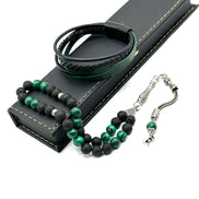 Gebetskette Mit Namen, Kombination Mit Echt Leder Armband, Tesbih Set, 33 Perlen Mit Buchstaben Anhänger