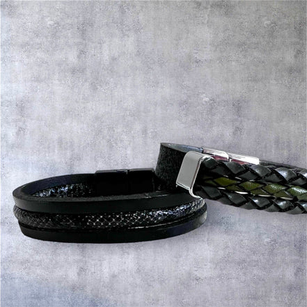 2-Teiliges Echt Leder Armband Set - Hochwertige Verarbeitung