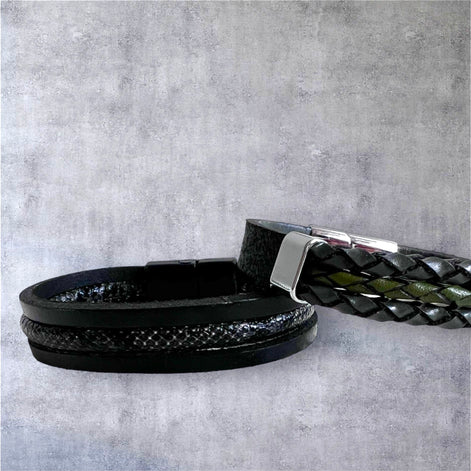 2-Teiliges Echt Leder Armband Set - Hochwertige Verarbeitung