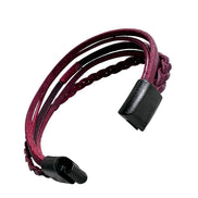 Echt Leder Armband - Exclusive Verarbeitung - 5-Reihig in Weinroter Farbe