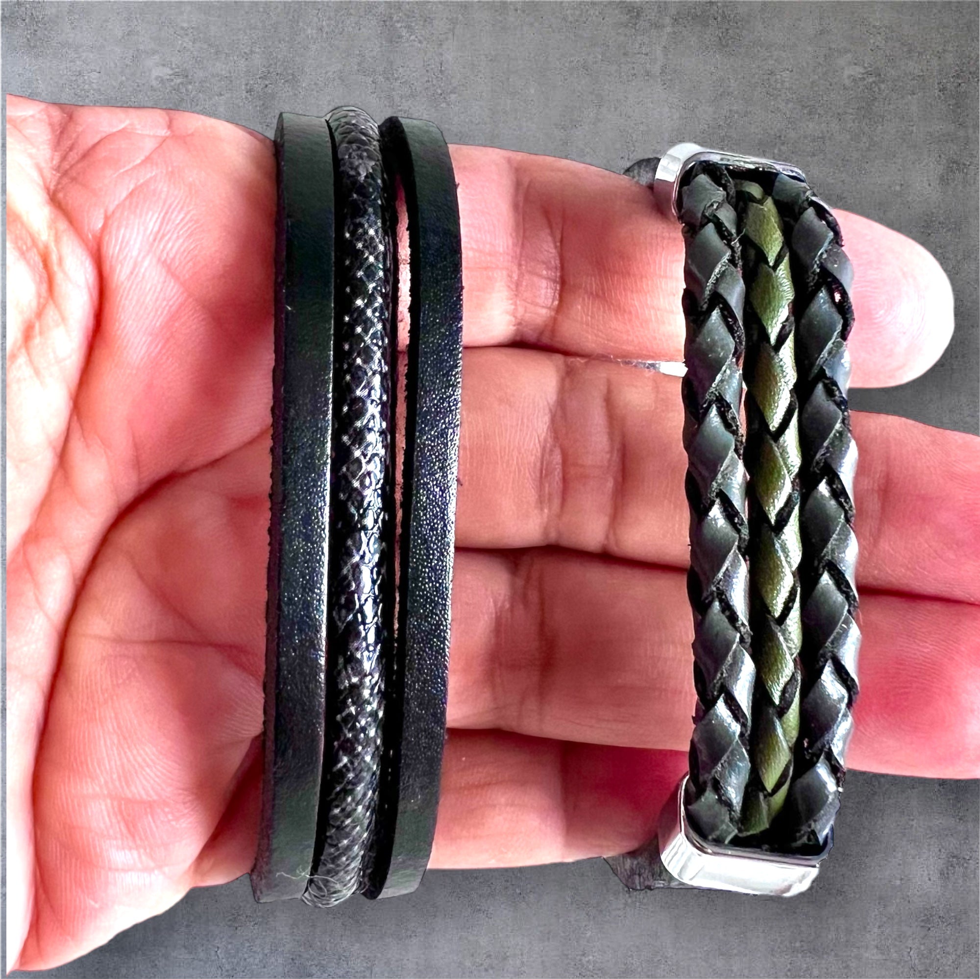 2-Teiliges Echt Leder Armband Set - Hochwertige Verarbeitung