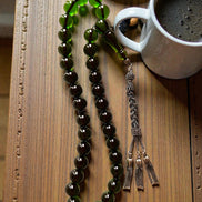 Orman Yeşili Özel Koleksiyon Tesbih - Ateş kehribar