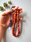 TMN I Katalin El İşçiliği Kiremit Rengi Tesbih – Silindir Kesim Zarif Model, Mavi Örgü Püsküllü, Şık Hediye Seçeneği (33’lü)