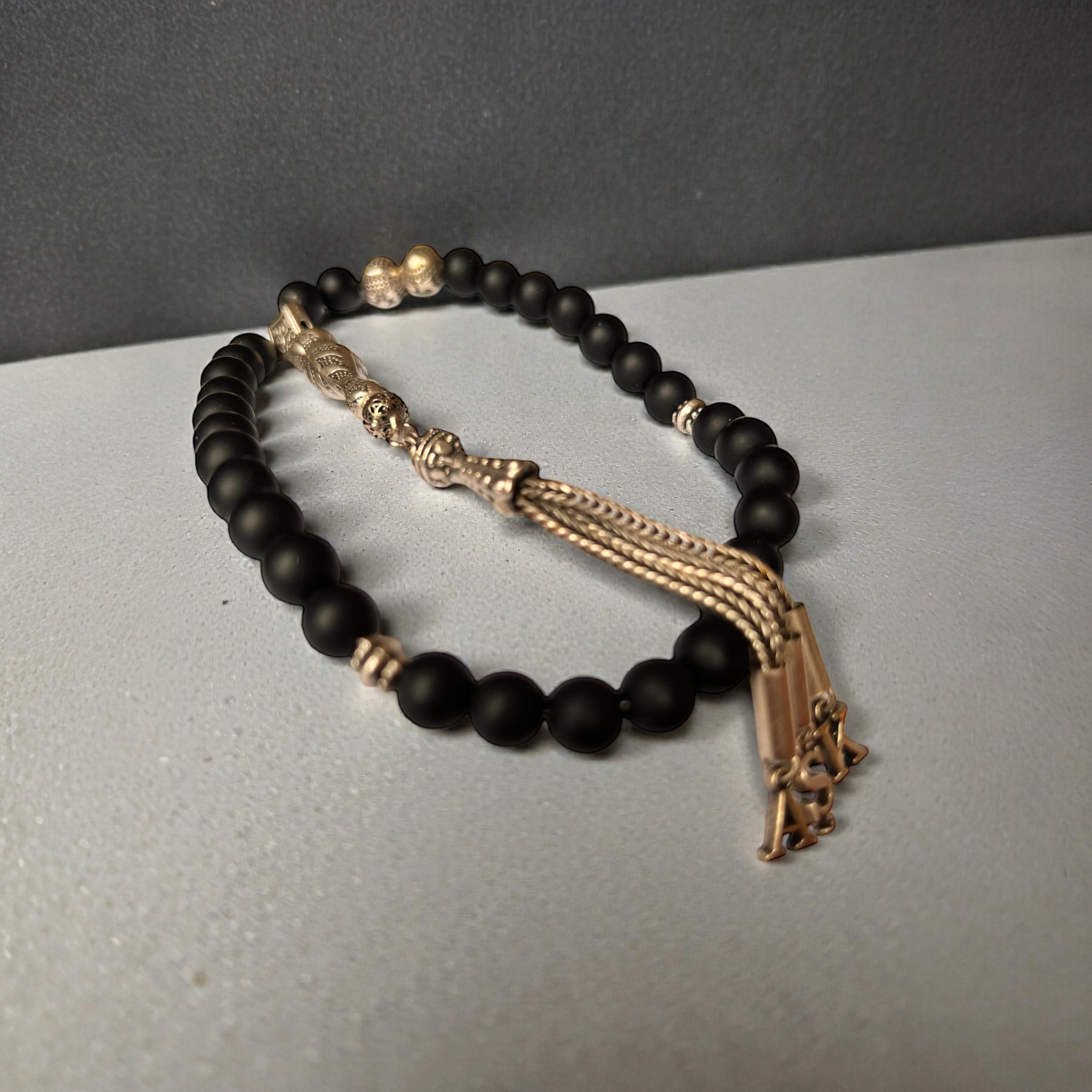 TMN I Siyah Oniks Tesbih & Bileklik I Harfli Püskül I İsim Seçenekli I AŞK Model