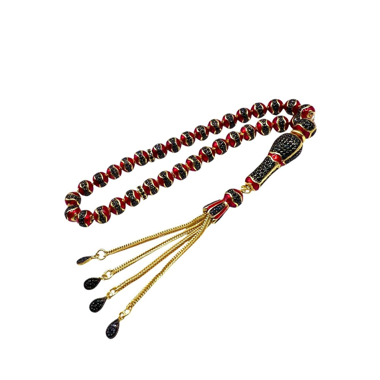 Altın Nefes - 925 Ayar Hakiki Gümüş - 14 Ayar Altınkaplama - Lüks Tesbih