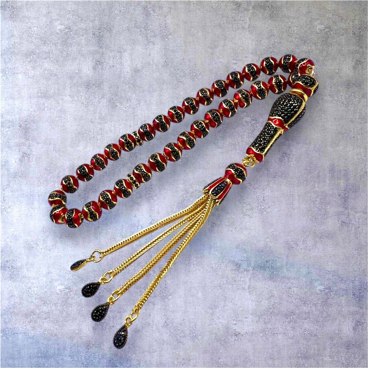 Altın Nefes - 925 Ayar Hakiki Gümüş - 14 Ayar Altınkaplama - Lüks Tesbih