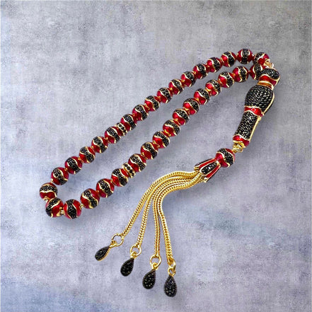 Altın Nefes - 925 Ayar Hakiki Gümüş - 14 Ayar Altınkaplama - Lüks Tesbih