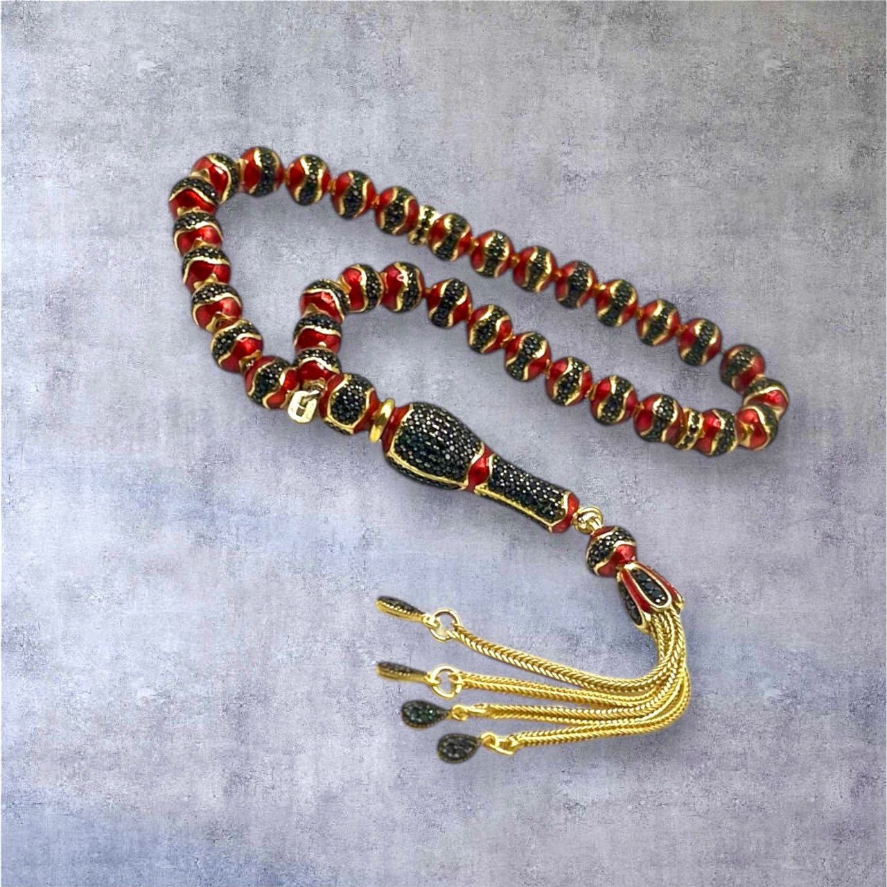 Altın Nefes - 925 Ayar Hakiki Gümüş - 14 Ayar Altınkaplama - Lüks Tesbih