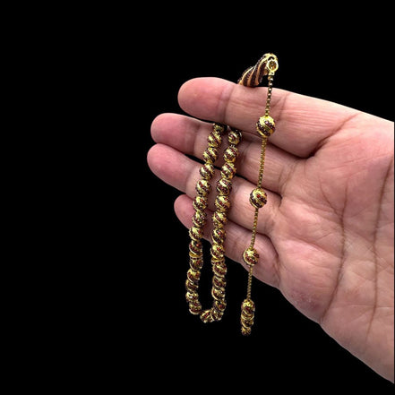 Altın Alev - 14 Ayar Altınkaplama - 925 Ayar Hakiki Gümüş Tesbih