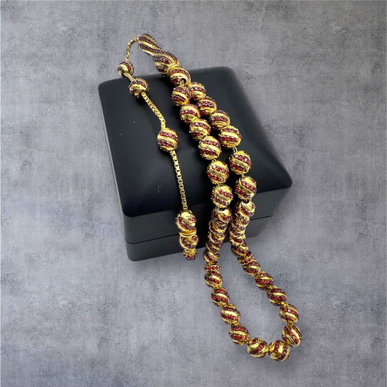 Altın Alev - 14 Ayar Altınkaplama - 925 Ayar Hakiki Gümüş Tesbih