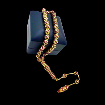 Altın Alev - 14 Ayar Altınkaplama - 925 Ayar Hakiki Gümüş Tesbih