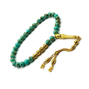 Enerji Tesbih Firuze Doğal Taş, Komple 925 Ayar Gümüş, Altın Kaplama, İsim ve Harf Seçenekli