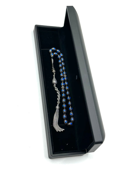 TMN I Oltu Tesbih I 925 Ayar Gümüş Püskül I Led Işıklı Kutu