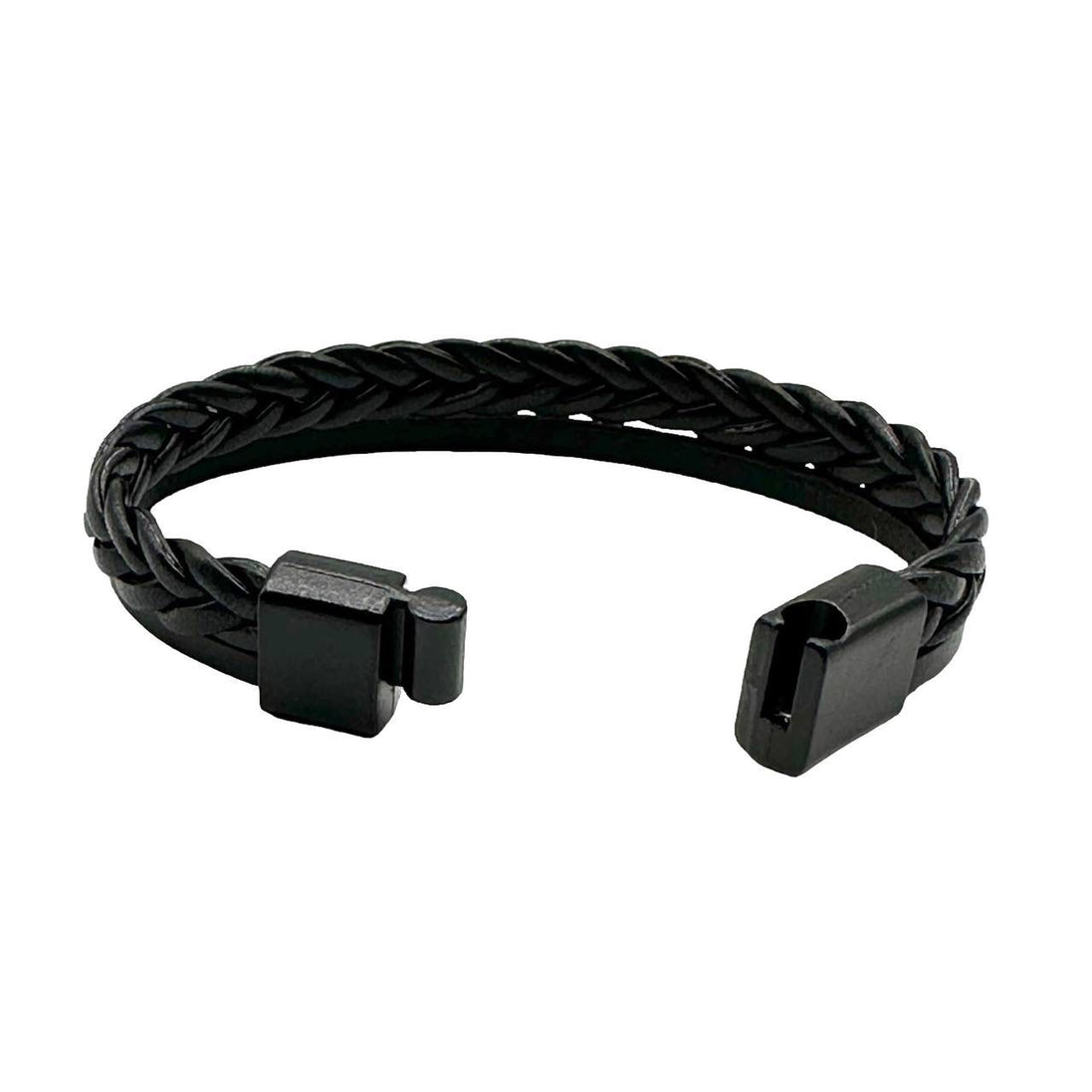 Schwarzes Lederarmband, Geflochtenes Modell, Herrenarmband, Erstklassiges Produkt