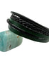 Yeşil Siyah Deri Bileklik, Kelepçeli Model, Kalın Bileklik Modeli