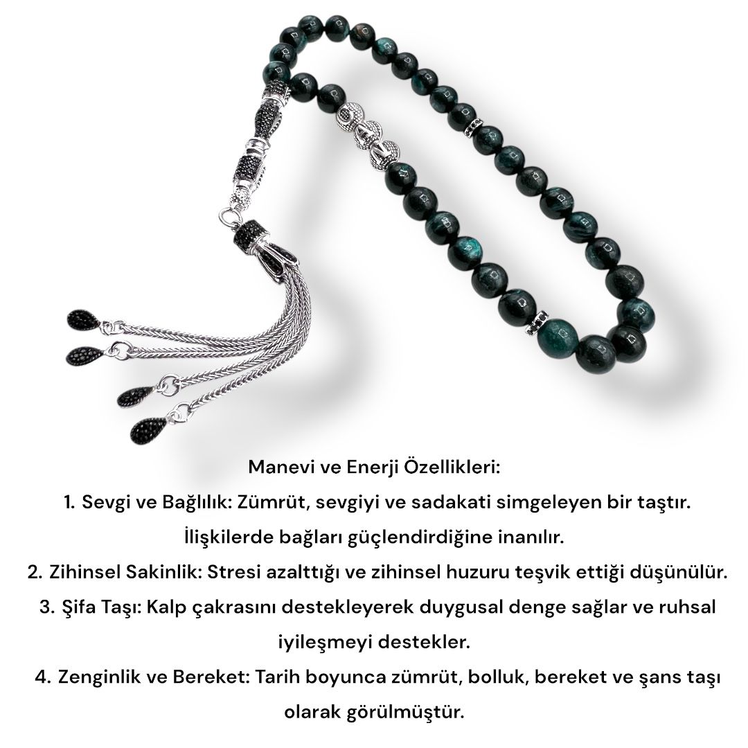 Zümrüt İsimli Tesbih - Gümüş Püskül