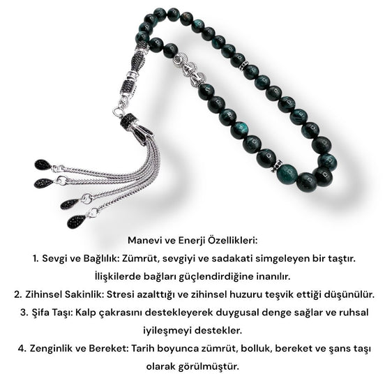 Zümrüt isimli Tesbih - Gümüş Püskül