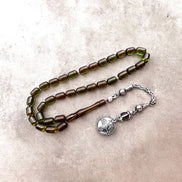 AMBRA VERDE - Ates Kehribar, Bernstein, 925er echt Silber Kettenanhänger (Püskül)