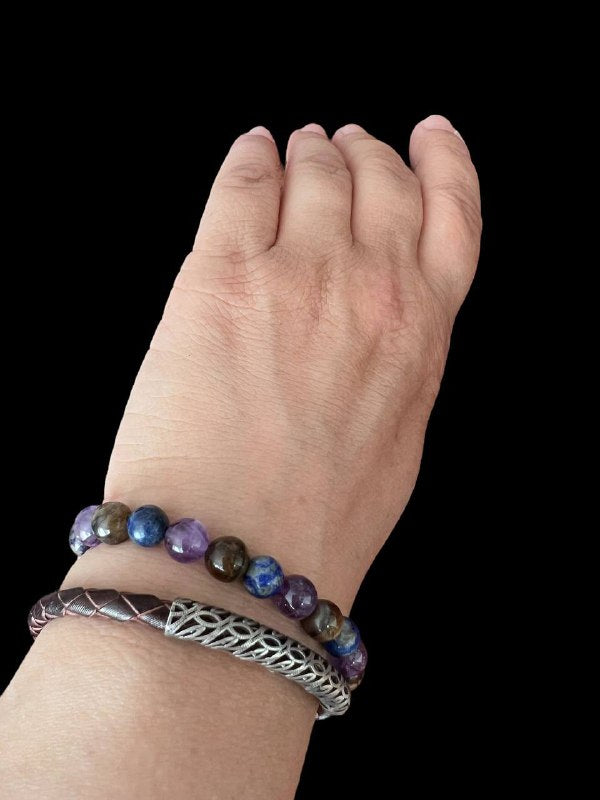 Merano - Handgefertigtes Armband-Set aus Leder + 925er Echt Silber und Edelsteinen