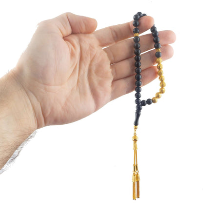 TMN I Oltu Taşı I İsimli Tesbih Modeli I 925 Ayar Hakiki Gümüs Altın Kaplama - Tesbih Mit Namen