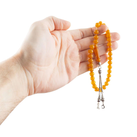 TMN I Ateş Kehribar I Mandarin I Harfli Püskül - Tesbih Mit Namen