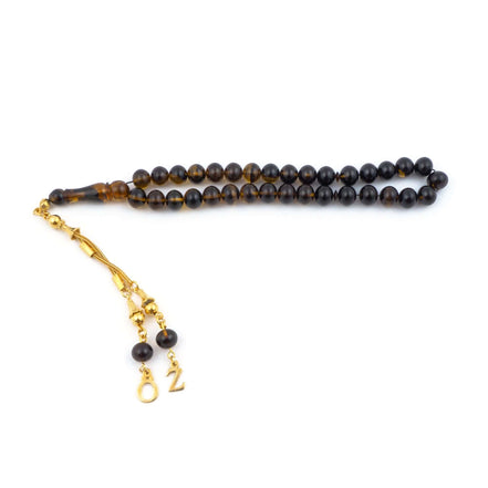 TMN I Ateş Kehribar I Harf Seçenekli I Gümüş - Tesbih Mit Namen