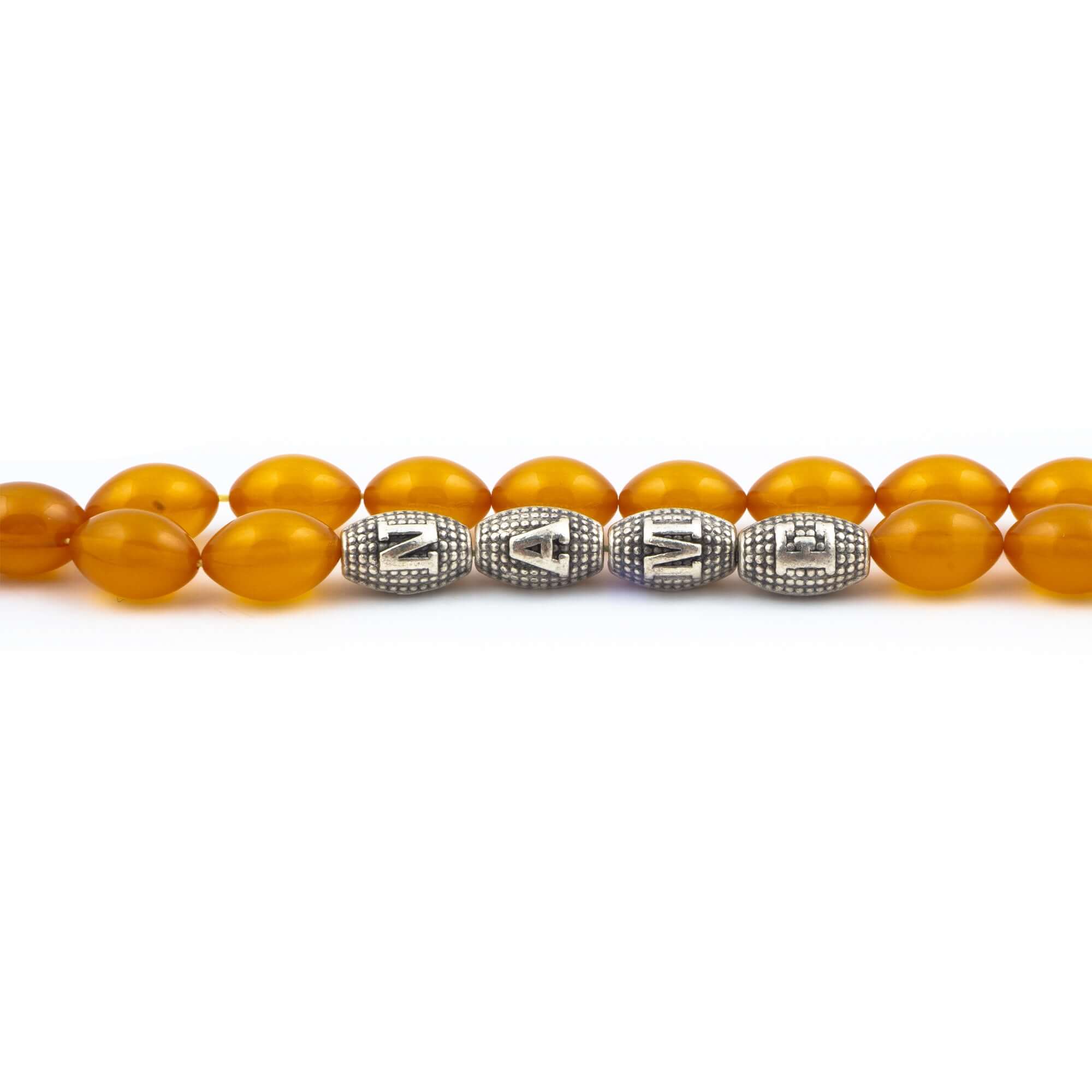 TMN I İismli Ateş Kehribar I Mandarin Tesbih I Özel Püskül - Tesbih Mit Namen