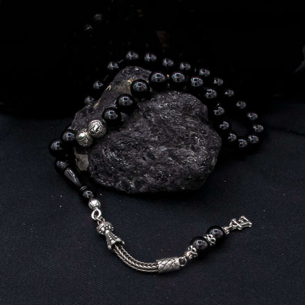 TMN I İsimli Ateş Kehribar Tesbih I 33 Boncuklu I Siyah - Tesbih Mit Namen