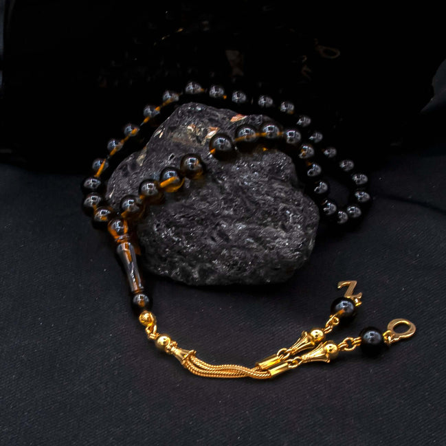 TMN I Ateş Kehribar I Harf Seçenekli I Gümüş - Tesbih Mit Namen