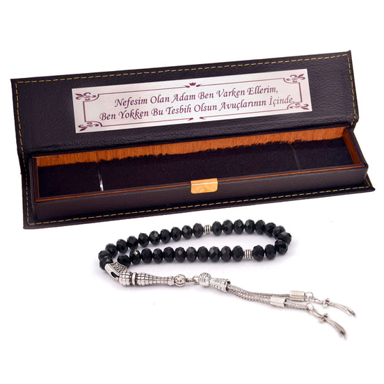 TMN I Siyah Kristal Tesbih I 33 Boncuklu ve Kutulu - Tesbih Mit Namen