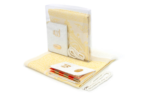 TAFT Stoff muslimische Geschenke Gebetsteppich & Samtbezogene Yaseen Sura Taschenformat Buch & Kristall Gebetskette Set mit Kraft Box islamische Ramadan Eid Geschenke, Gastgeschenke - Tesbih Mit Namen