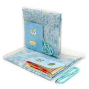 TAFT Stoff muslimische Geschenke Gebetsteppich & Samtbezogene Yaseen Sura Taschenformat Buch & Kristall Gebetskette Set mit Kraft Box islamische Ramadan Eid Geschenke, Gastgeschenke - Tesbih Mit Namen