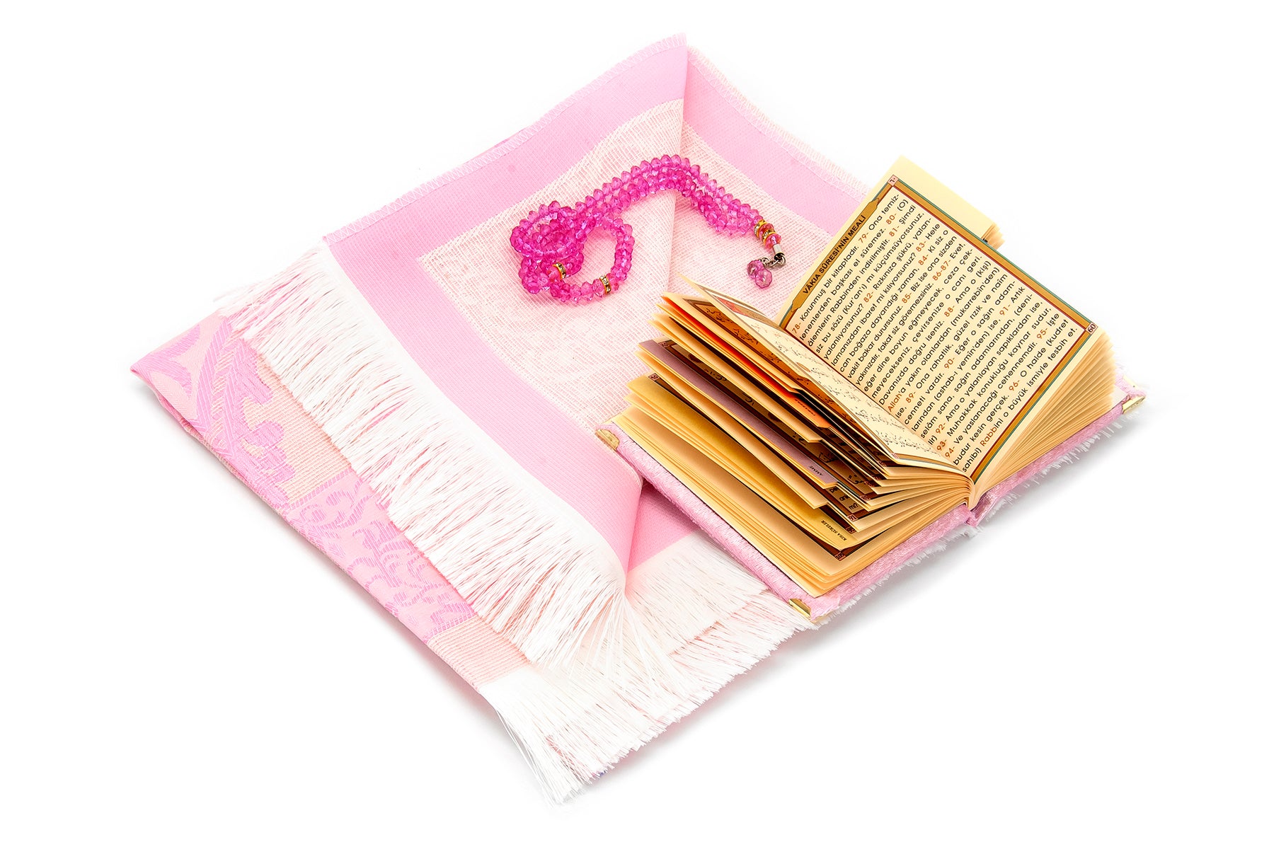 TMN I Pembe Seccade Seti I Tesbih ve Yasin Set I Özel Kutulu - Tesbih Mit Namen