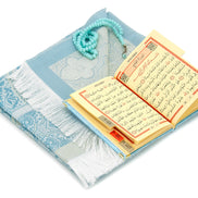 TAFT Stoff muslimische Geschenke Gebetsteppich & Samtbezogene Yaseen Sura Taschenformat Buch & Kristall Gebetskette Set mit Kraft Box islamische Ramadan Eid Geschenke, Gastgeschenke - Tesbih Mit Namen