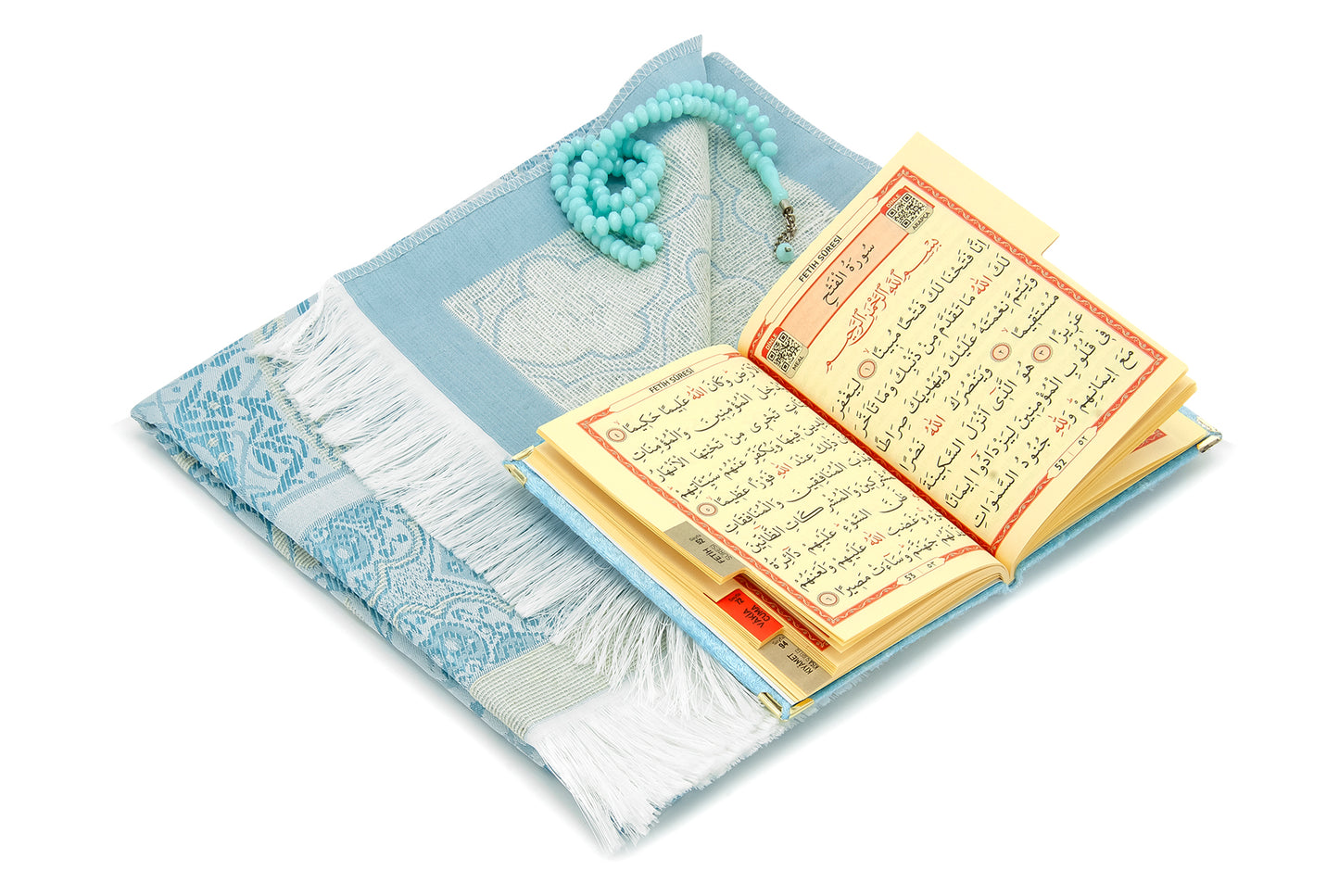 TAFT Stoff muslimische Geschenke Gebetsteppich & Samtbezogene Yaseen Sura Taschenformat Buch & Kristall Gebetskette Set mit Kraft Box islamische Ramadan Eid Geschenke, Gastgeschenke - Tesbih Mit Namen