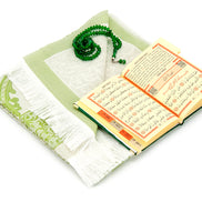 TAFT Stoff muslimische Geschenke Gebetsteppich & Samtbezogene Yaseen Sura Taschenformat Buch & Kristall Gebetskette Set mit Kraft Box islamische Ramadan Eid Geschenke, Gastgeschenke - Tesbih Mit Namen