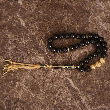 Tesbih Gebetskette - Oltu Stein - 925er echt Silber Quaste - Tesbih Mit Namen