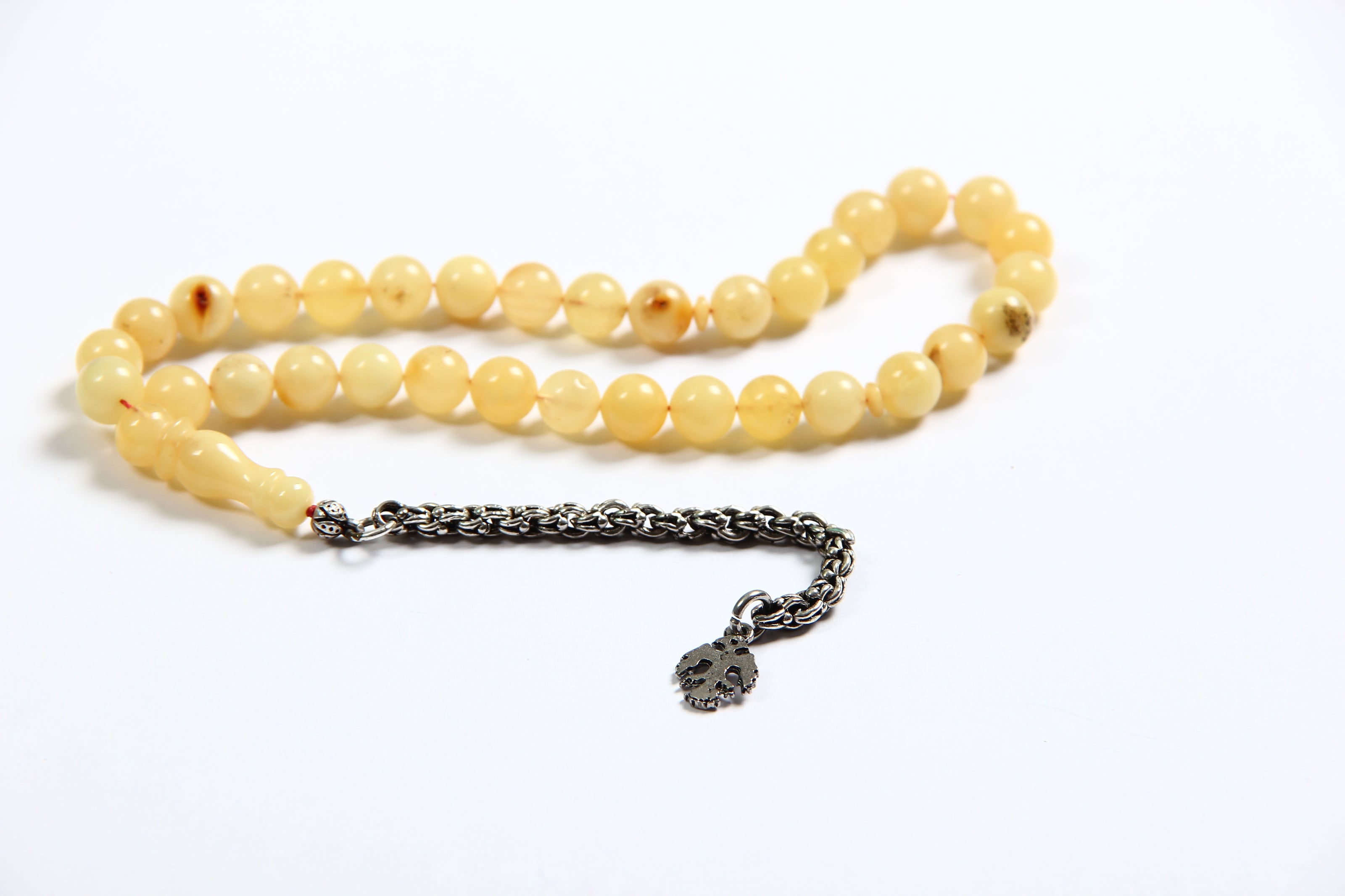 TMN, Ukrayna Damla Kehribar Tesbih 6mm, Gümüş Püskül, %100 Doğal SERTİFİKALI - 100% Bernstein mit Echtheitszertifikat