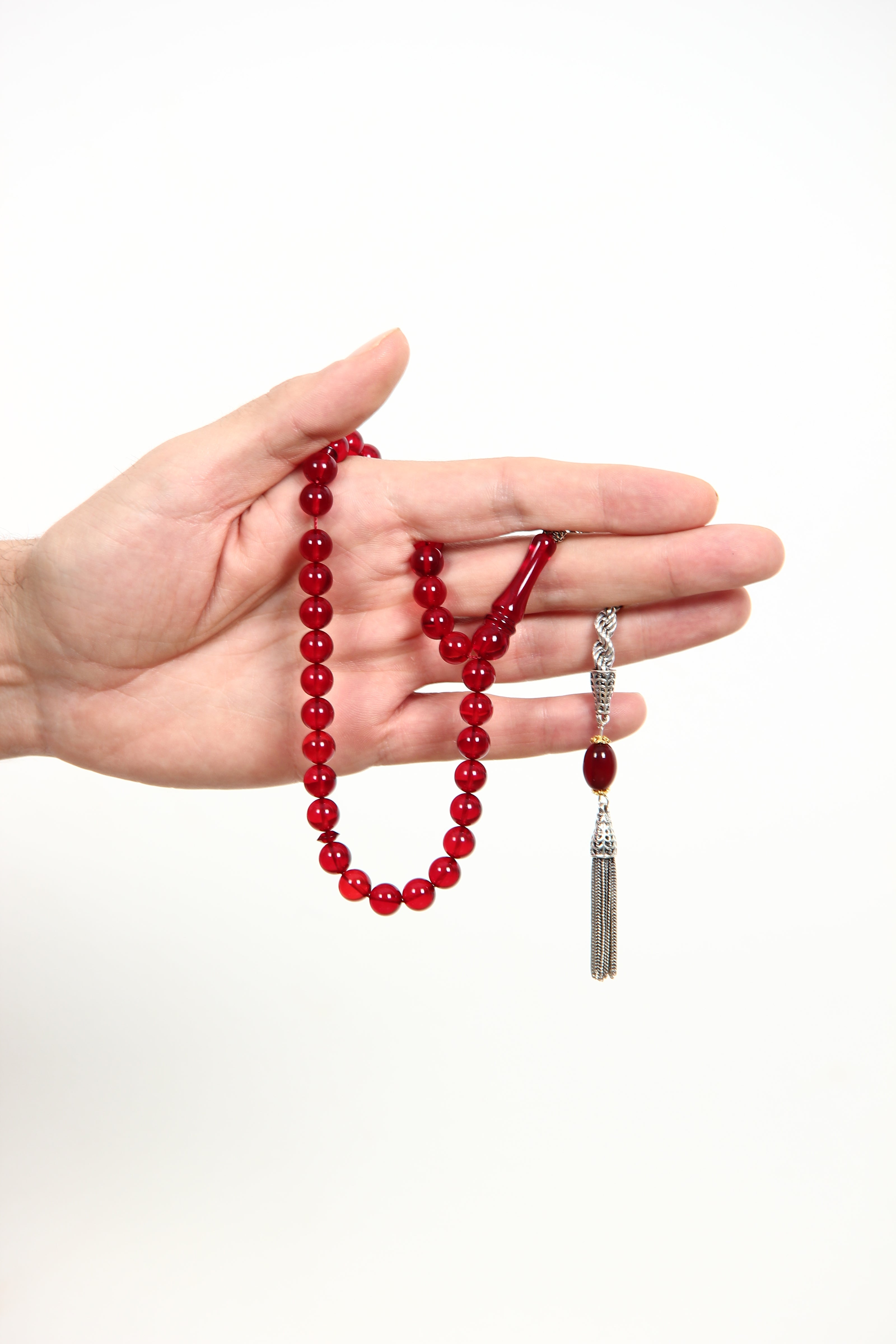 TMN, Kırmızı Damla Kehribar, Kafes Gümüş Püskül, Usta İşi SERTİFİKALI