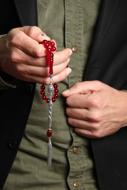 TMN, Kırmızı Damla Kehribar, Kafes Gümüş Püskül, Usta İşi SERTİFİKALI