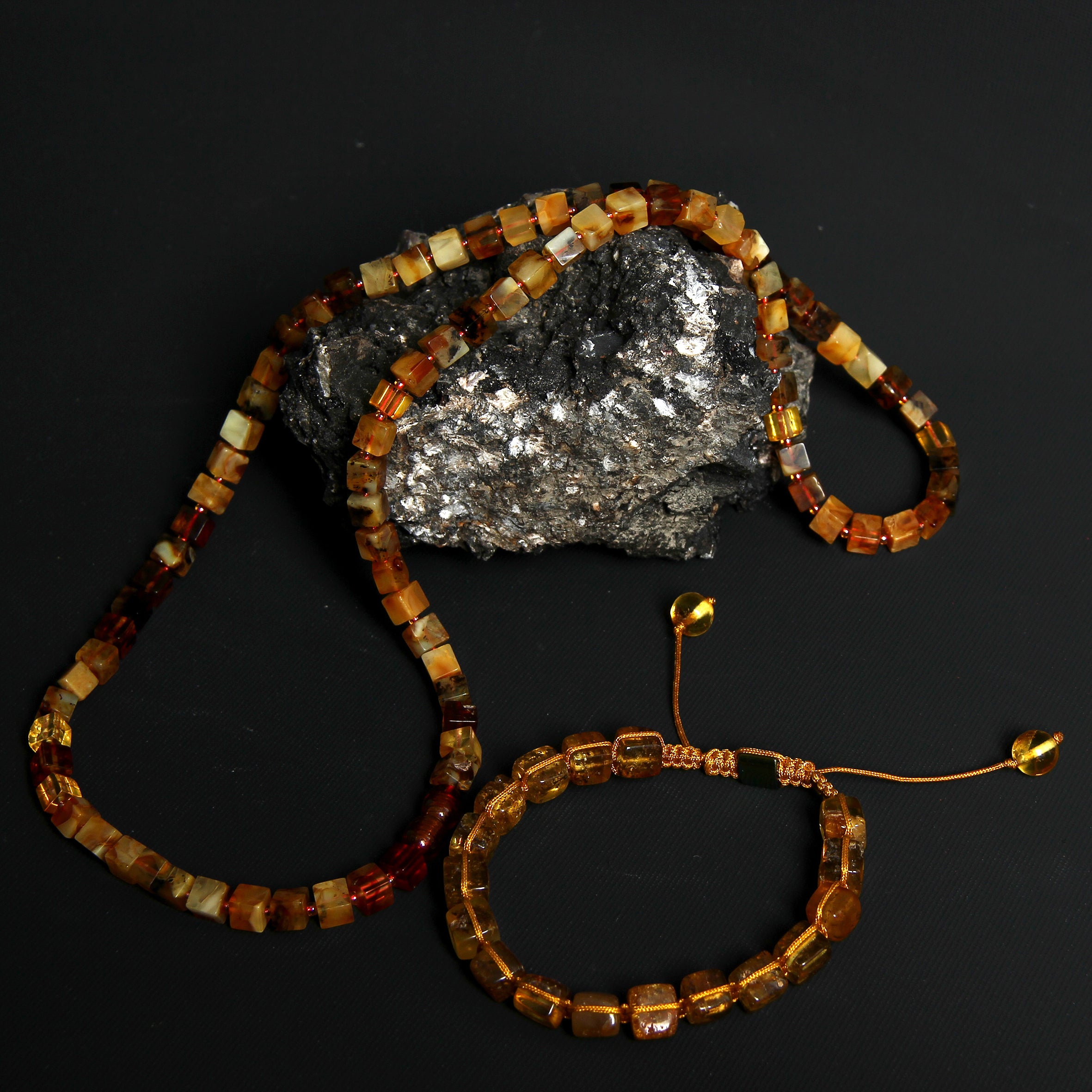 TMN, Erkek Damla Kehribar Set, Bileklik ve Kolye Set SERTİFİKALI - 100% Bernstein Set mit Echtheitszertifikat