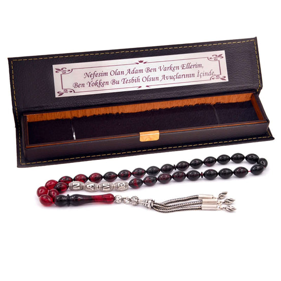 TMN I Ateş Kehribar I İsme Özel ve Kutulu Tesbih - Tesbih Mit Namen