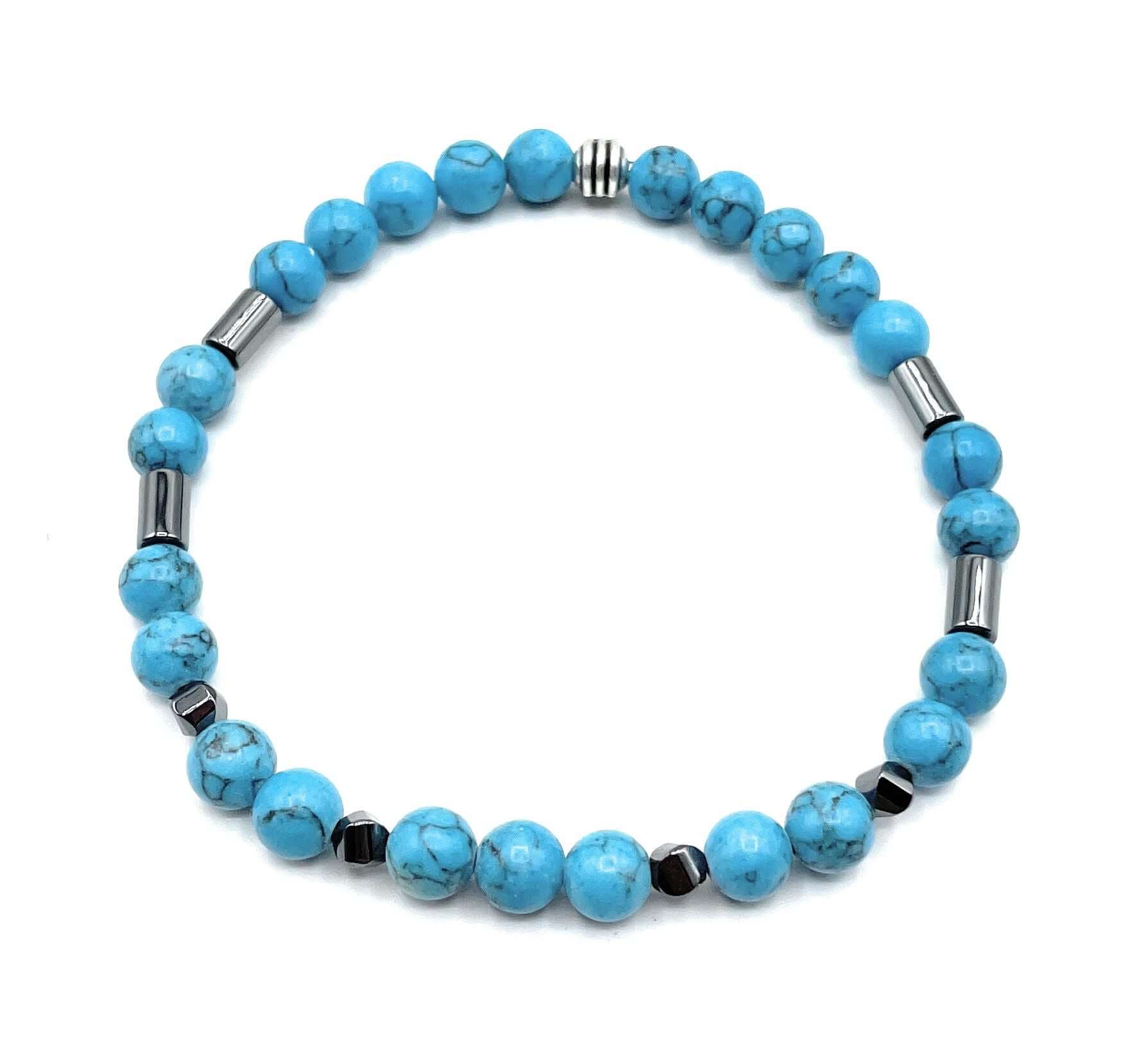 Armband - Naturstein - Howlith & Hämatit - Tesbih Mit Namen